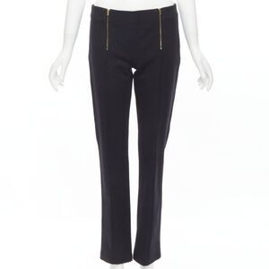 THE ROW black modal cotton dual gold zipper minimal legging pants XSXS